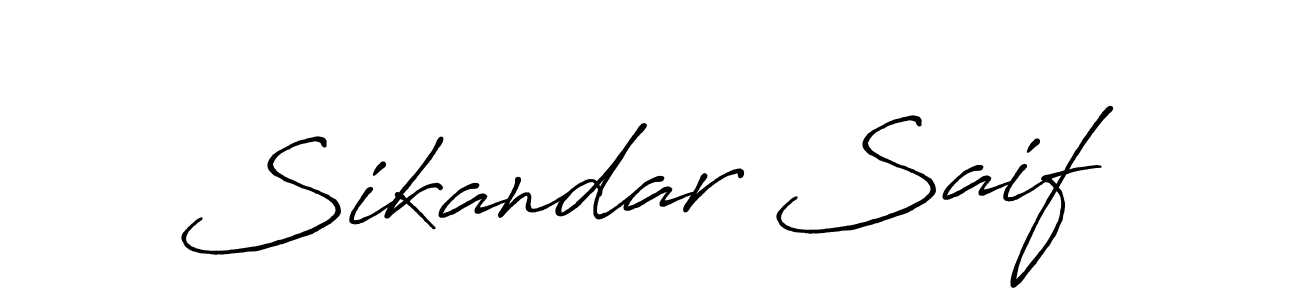 Create a beautiful signature design for name Sikandar Saif. With this signature (Antro_Vectra_Bolder) fonts, you can make a handwritten signature for free. Sikandar Saif signature style 7 images and pictures png