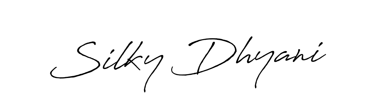 Create a beautiful signature design for name Silky Dhyani. With this signature (Antro_Vectra_Bolder) fonts, you can make a handwritten signature for free. Silky Dhyani signature style 7 images and pictures png