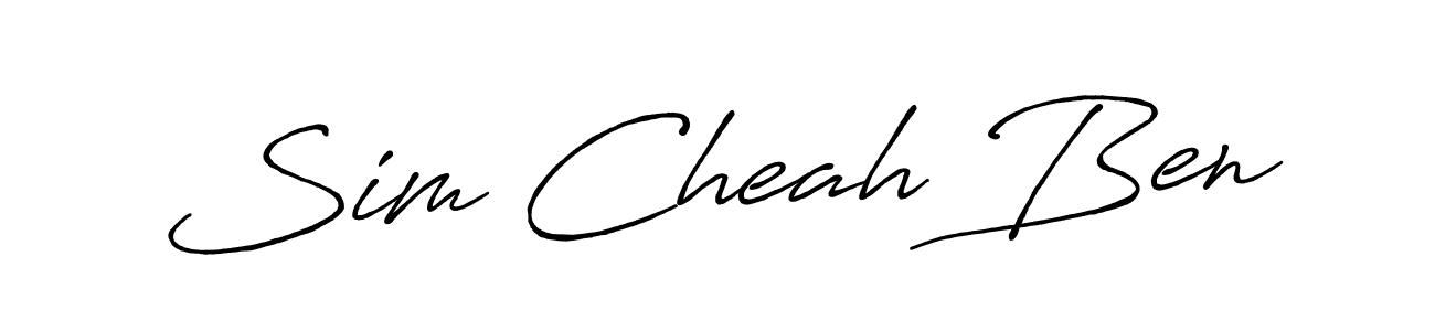 How to make Sim Cheah Ben name signature. Use Antro_Vectra_Bolder style for creating short signs online. This is the latest handwritten sign. Sim Cheah Ben signature style 7 images and pictures png