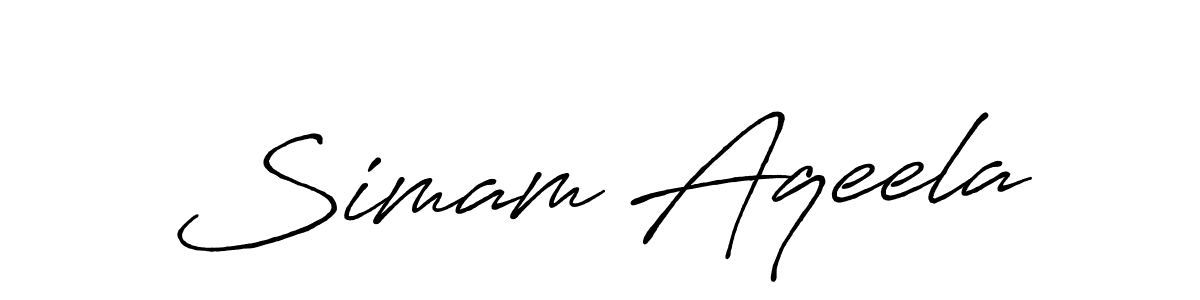 How to make Simam Aqeela name signature. Use Antro_Vectra_Bolder style for creating short signs online. This is the latest handwritten sign. Simam Aqeela signature style 7 images and pictures png