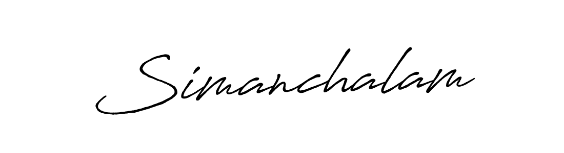 The best way (Antro_Vectra_Bolder) to make a short signature is to pick only two or three words in your name. The name Simanchalam include a total of six letters. For converting this name. Simanchalam signature style 7 images and pictures png