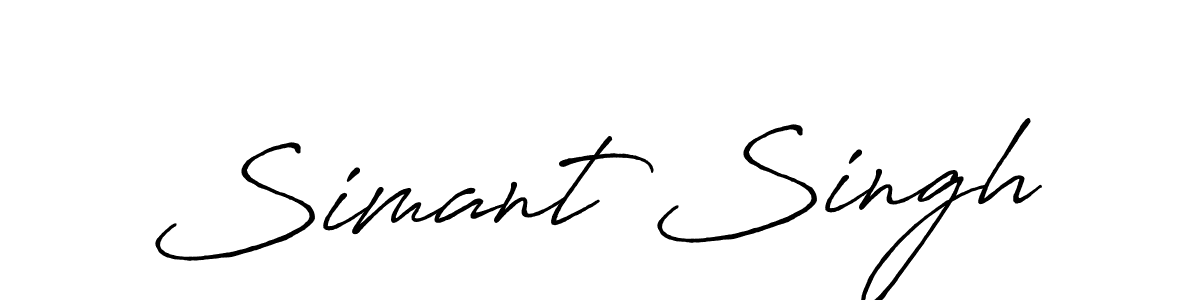 How to make Simant Singh name signature. Use Antro_Vectra_Bolder style for creating short signs online. This is the latest handwritten sign. Simant Singh signature style 7 images and pictures png