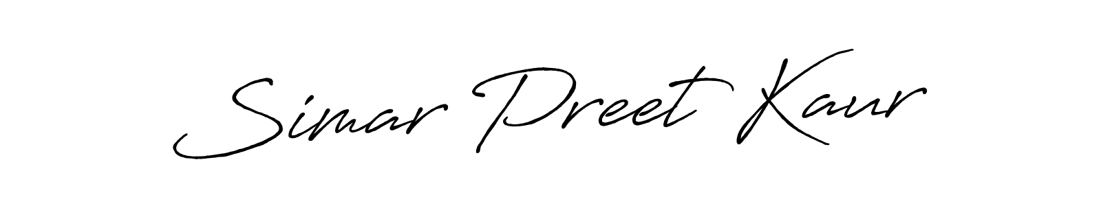 Make a beautiful signature design for name Simar Preet Kaur. With this signature (Antro_Vectra_Bolder) style, you can create a handwritten signature for free. Simar Preet Kaur signature style 7 images and pictures png