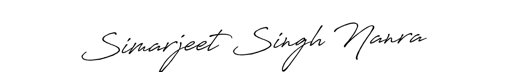 The best way (Antro_Vectra_Bolder) to make a short signature is to pick only two or three words in your name. The name Simarjeet Singh Nanra include a total of six letters. For converting this name. Simarjeet Singh Nanra signature style 7 images and pictures png