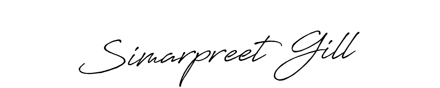 Create a beautiful signature design for name Simarpreet Gill. With this signature (Antro_Vectra_Bolder) fonts, you can make a handwritten signature for free. Simarpreet Gill signature style 7 images and pictures png