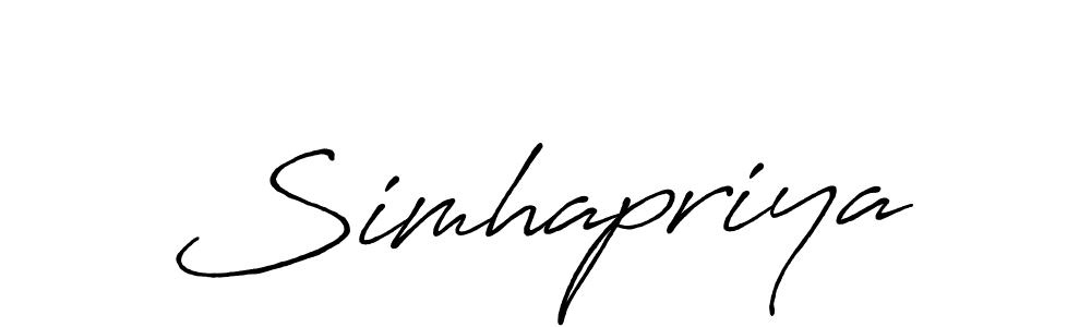 Also You can easily find your signature by using the search form. We will create Simhapriya name handwritten signature images for you free of cost using Antro_Vectra_Bolder sign style. Simhapriya signature style 7 images and pictures png