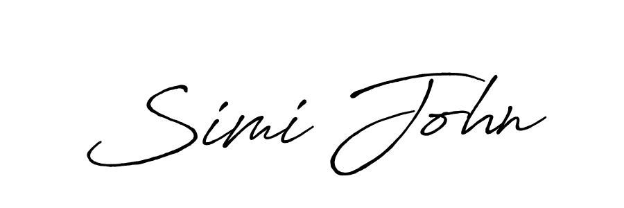 Simi John stylish signature style. Best Handwritten Sign (Antro_Vectra_Bolder) for my name. Handwritten Signature Collection Ideas for my name Simi John. Simi John signature style 7 images and pictures png