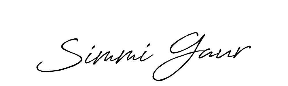 How to make Simmi Gaur name signature. Use Antro_Vectra_Bolder style for creating short signs online. This is the latest handwritten sign. Simmi Gaur signature style 7 images and pictures png