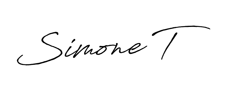 Simone T stylish signature style. Best Handwritten Sign (Antro_Vectra_Bolder) for my name. Handwritten Signature Collection Ideas for my name Simone T. Simone T signature style 7 images and pictures png