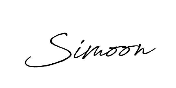Use a signature maker to create a handwritten signature online. With this signature software, you can design (Antro_Vectra_Bolder) your own signature for name Simoon. Simoon signature style 7 images and pictures png