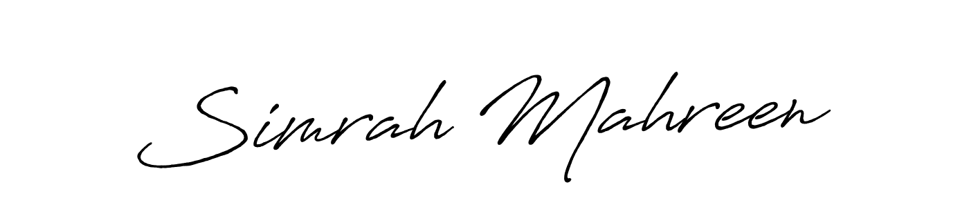 Make a short Simrah Mahreen signature style. Manage your documents anywhere anytime using Antro_Vectra_Bolder. Create and add eSignatures, submit forms, share and send files easily. Simrah Mahreen signature style 7 images and pictures png