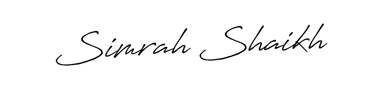 You should practise on your own different ways (Antro_Vectra_Bolder) to write your name (Simrah Shaikh) in signature. don't let someone else do it for you. Simrah Shaikh signature style 7 images and pictures png