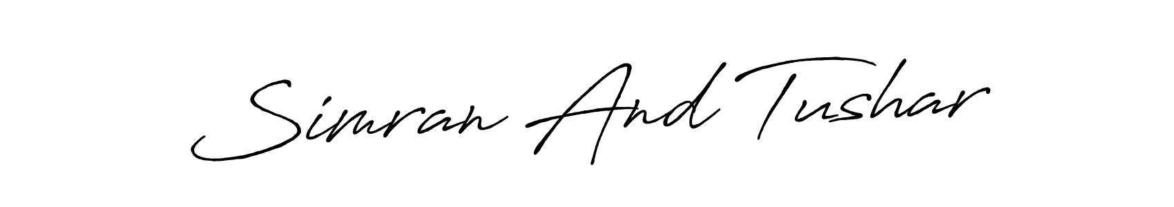 Antro_Vectra_Bolder is a professional signature style that is perfect for those who want to add a touch of class to their signature. It is also a great choice for those who want to make their signature more unique. Get Simran And Tushar name to fancy signature for free. Simran And Tushar signature style 7 images and pictures png