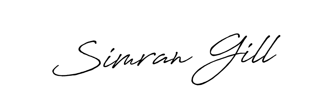 How to make Simran Gill name signature. Use Antro_Vectra_Bolder style for creating short signs online. This is the latest handwritten sign. Simran Gill signature style 7 images and pictures png