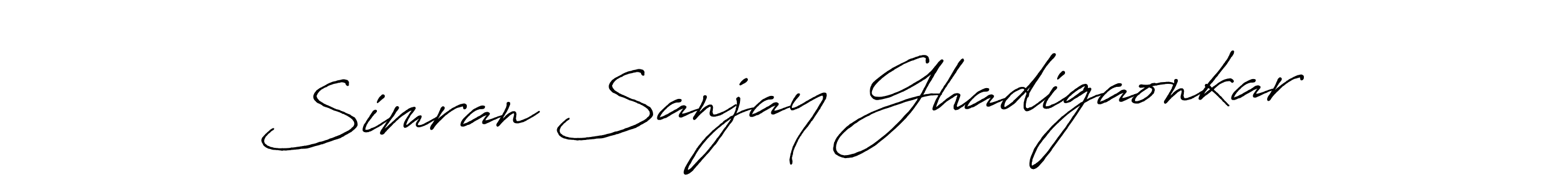 Antro_Vectra_Bolder is a professional signature style that is perfect for those who want to add a touch of class to their signature. It is also a great choice for those who want to make their signature more unique. Get Simran Sanjay Ghadigaonkar name to fancy signature for free. Simran Sanjay Ghadigaonkar signature style 7 images and pictures png