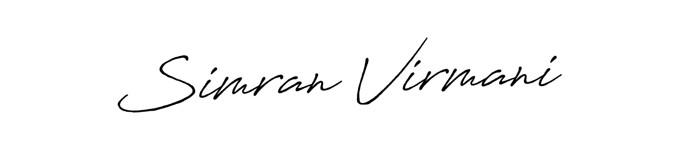 Create a beautiful signature design for name Simran Virmani. With this signature (Antro_Vectra_Bolder) fonts, you can make a handwritten signature for free. Simran Virmani signature style 7 images and pictures png