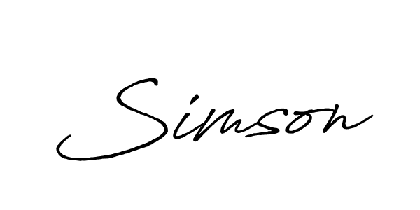 Make a beautiful signature design for name Simson. With this signature (Antro_Vectra_Bolder) style, you can create a handwritten signature for free. Simson signature style 7 images and pictures png