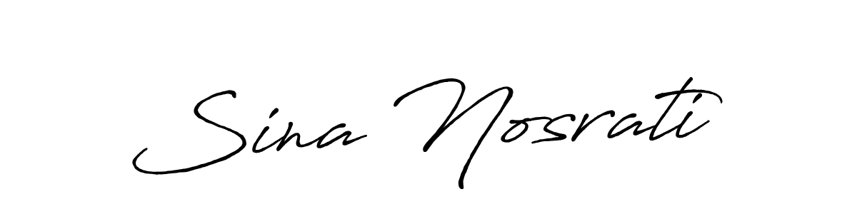 Design your own signature with our free online signature maker. With this signature software, you can create a handwritten (Antro_Vectra_Bolder) signature for name Sina Nosrati. Sina Nosrati signature style 7 images and pictures png