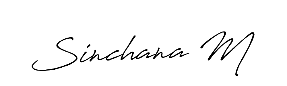 How to make Sinchana M name signature. Use Antro_Vectra_Bolder style for creating short signs online. This is the latest handwritten sign. Sinchana M signature style 7 images and pictures png