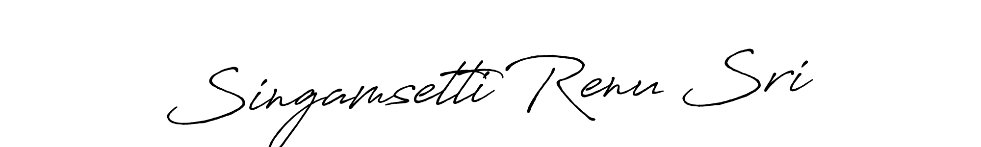 You should practise on your own different ways (Antro_Vectra_Bolder) to write your name (Singamsetti Renu Sri) in signature. don't let someone else do it for you. Singamsetti Renu Sri signature style 7 images and pictures png