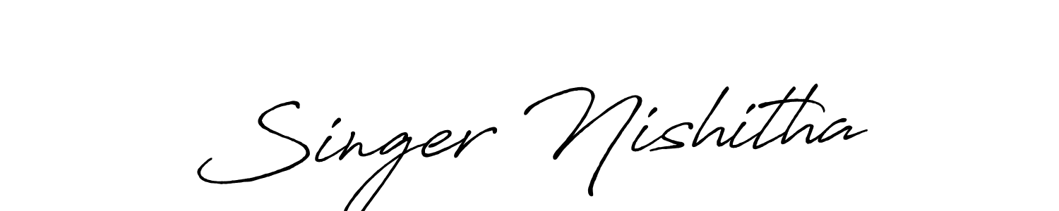 You should practise on your own different ways (Antro_Vectra_Bolder) to write your name (Singer Nishitha) in signature. don't let someone else do it for you. Singer Nishitha signature style 7 images and pictures png