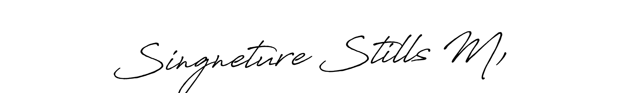 Create a beautiful signature design for name Singneture Stills M,. With this signature (Antro_Vectra_Bolder) fonts, you can make a handwritten signature for free. Singneture Stills M, signature style 7 images and pictures png