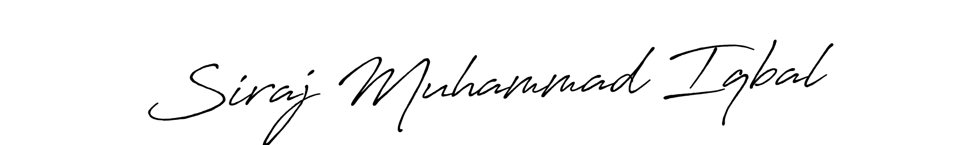 How to make Siraj Muhammad Iqbal name signature. Use Antro_Vectra_Bolder style for creating short signs online. This is the latest handwritten sign. Siraj Muhammad Iqbal signature style 7 images and pictures png