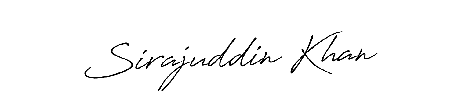 Create a beautiful signature design for name Sirajuddin Khan. With this signature (Antro_Vectra_Bolder) fonts, you can make a handwritten signature for free. Sirajuddin Khan signature style 7 images and pictures png