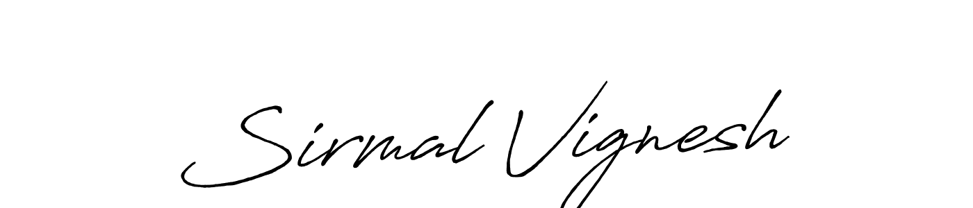 Create a beautiful signature design for name Sirmal Vignesh. With this signature (Antro_Vectra_Bolder) fonts, you can make a handwritten signature for free. Sirmal Vignesh signature style 7 images and pictures png