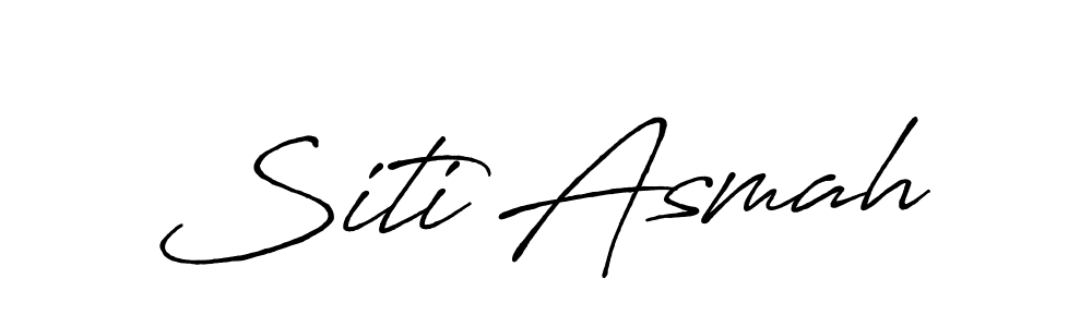 Make a beautiful signature design for name Siti Asmah. With this signature (Antro_Vectra_Bolder) style, you can create a handwritten signature for free. Siti Asmah signature style 7 images and pictures png