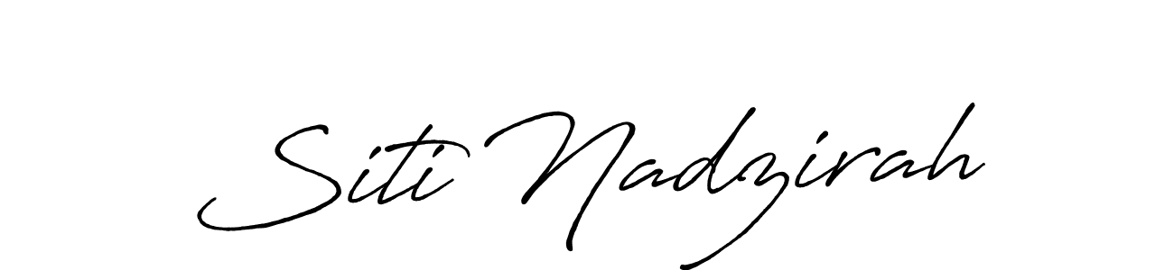 Make a beautiful signature design for name Siti Nadzirah. With this signature (Antro_Vectra_Bolder) style, you can create a handwritten signature for free. Siti Nadzirah signature style 7 images and pictures png