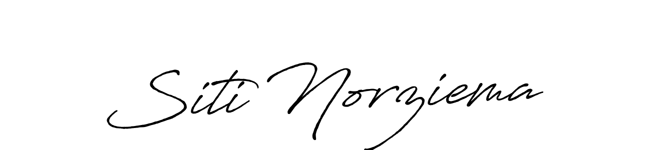 Make a beautiful signature design for name Siti Norziema. With this signature (Antro_Vectra_Bolder) style, you can create a handwritten signature for free. Siti Norziema signature style 7 images and pictures png