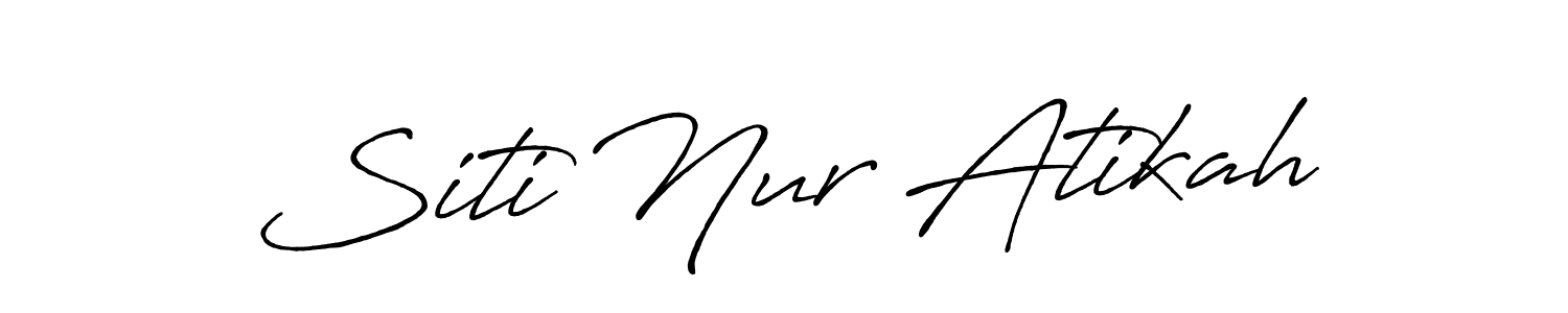 How to make Siti Nur Atikah name signature. Use Antro_Vectra_Bolder style for creating short signs online. This is the latest handwritten sign. Siti Nur Atikah signature style 7 images and pictures png