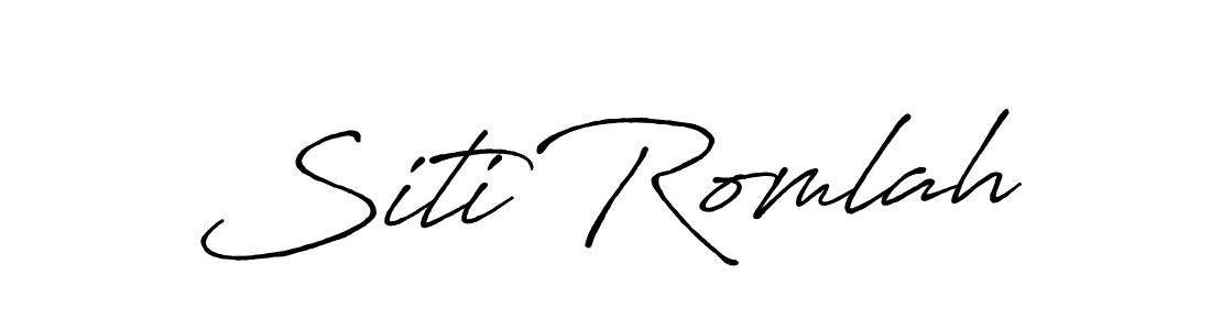 The best way (Antro_Vectra_Bolder) to make a short signature is to pick only two or three words in your name. The name Siti Romlah include a total of six letters. For converting this name. Siti Romlah signature style 7 images and pictures png