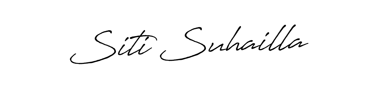 Create a beautiful signature design for name Siti Suhailla. With this signature (Antro_Vectra_Bolder) fonts, you can make a handwritten signature for free. Siti Suhailla signature style 7 images and pictures png