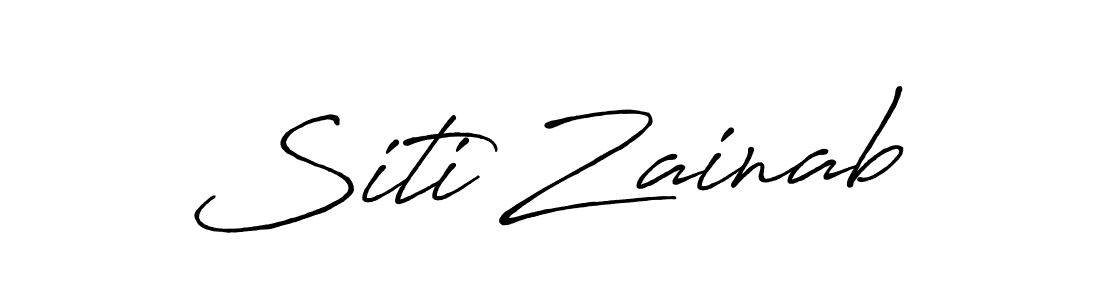 How to make Siti Zainab name signature. Use Antro_Vectra_Bolder style for creating short signs online. This is the latest handwritten sign. Siti Zainab signature style 7 images and pictures png