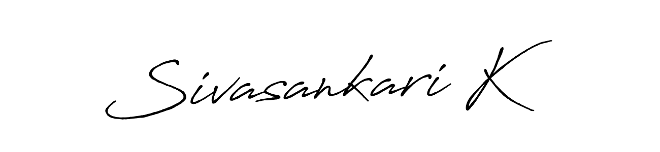 The best way (Antro_Vectra_Bolder) to make a short signature is to pick only two or three words in your name. The name Sivasankari K include a total of six letters. For converting this name. Sivasankari K signature style 7 images and pictures png