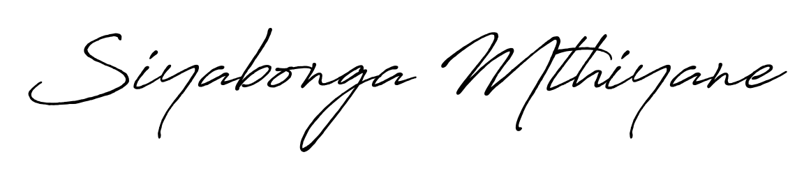 Get an exclusive digital autograph for Siyabonga Mthiyane. The Antro_Vectra_Bolder typeface captures the charm of real penmanship on paper. Siyabonga Mthiyane signature style 7 images and pictures png