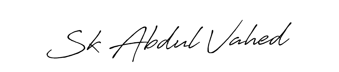 How to make Sk Abdul Vahed name signature. Use Antro_Vectra_Bolder style for creating short signs online. This is the latest handwritten sign. Sk Abdul Vahed signature style 7 images and pictures png