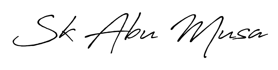 Quickly download Sk Abu Musa name signature in high-resolution PNG using Antro_Vectra_Bolder style. Ready to insert into PDFs and online applications. Sk Abu Musa signature style 7 images and pictures png