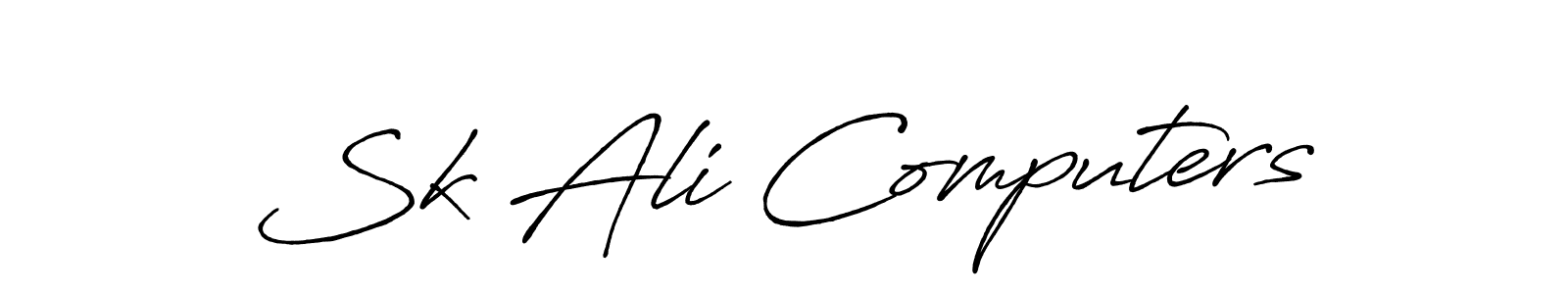 Also You can easily find your signature by using the search form. We will create Sk Ali Computers name handwritten signature images for you free of cost using Antro_Vectra_Bolder sign style. Sk Ali Computers signature style 7 images and pictures png