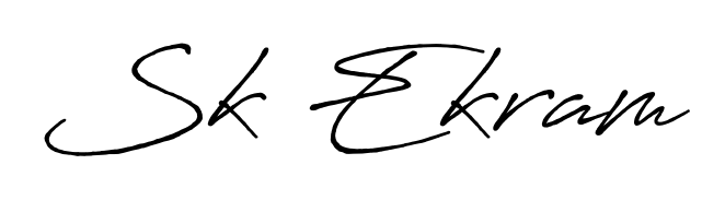 Quickly download Sk Ekram name signature in high-resolution PNG using Antro_Vectra_Bolder style. Ready to insert into PDFs and online applications. Sk Ekram signature style 7 images and pictures png