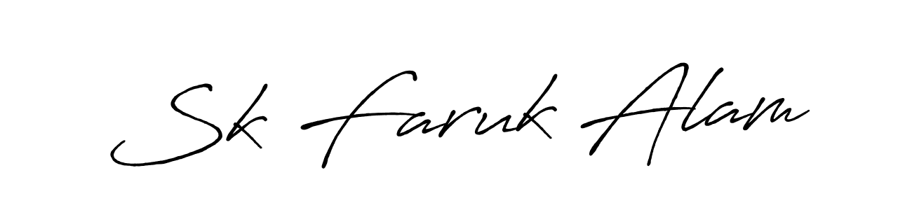 Make a beautiful signature design for name Sk Faruk Alam. With this signature (Antro_Vectra_Bolder) style, you can create a handwritten signature for free. Sk Faruk Alam signature style 7 images and pictures png