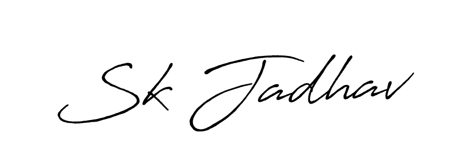 How to make Sk Jadhav name signature. Use Antro_Vectra_Bolder style for creating short signs online. This is the latest handwritten sign. Sk Jadhav signature style 7 images and pictures png