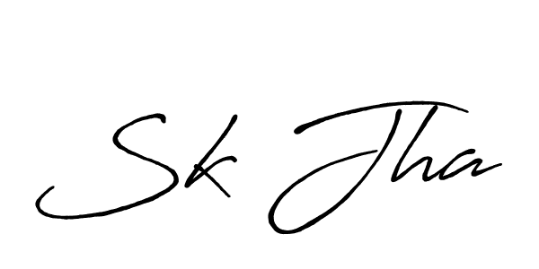 How to make Sk Jha name signature. Use Antro_Vectra_Bolder style for creating short signs online. This is the latest handwritten sign. Sk Jha signature style 7 images and pictures png