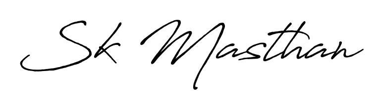 The Antro_Vectra_Bolder font transforms the name Sk Masthan into an executive sign with sharp precision and distinguished character. Sk Masthan signature style 7 images and pictures png