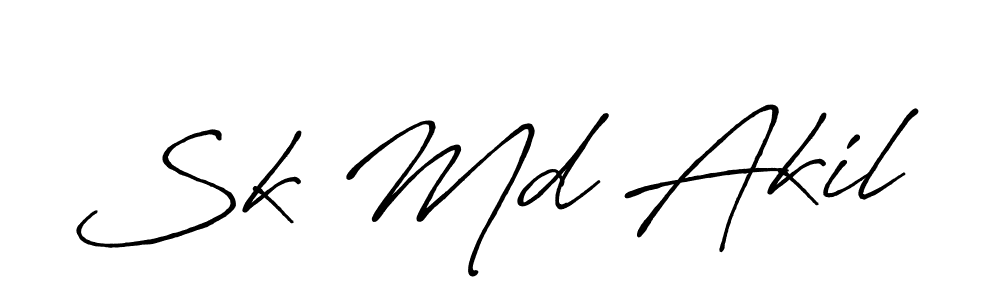 Create a beautiful signature design for name Sk Md Akil. With this signature (Antro_Vectra_Bolder) fonts, you can make a handwritten signature for free. Sk Md Akil signature style 7 images and pictures png