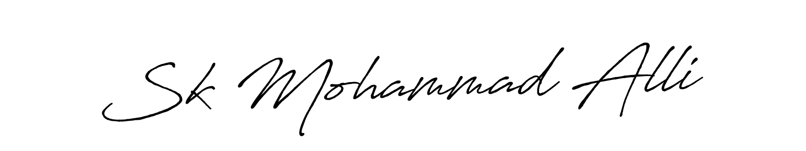 How to make Sk Mohammad Alli name signature. Use Antro_Vectra_Bolder style for creating short signs online. This is the latest handwritten sign. Sk Mohammad Alli signature style 7 images and pictures png