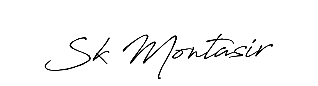 How to make Sk Montasir name signature. Use Antro_Vectra_Bolder style for creating short signs online. This is the latest handwritten sign. Sk Montasir signature style 7 images and pictures png