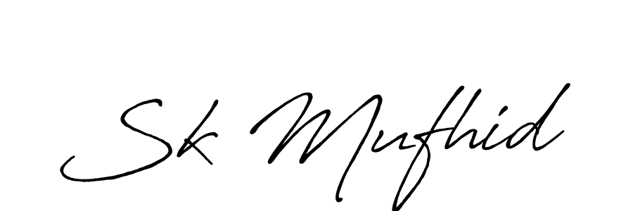 How to make Sk Mufhid name signature. Use Antro_Vectra_Bolder style for creating short signs online. This is the latest handwritten sign. Sk Mufhid signature style 7 images and pictures png